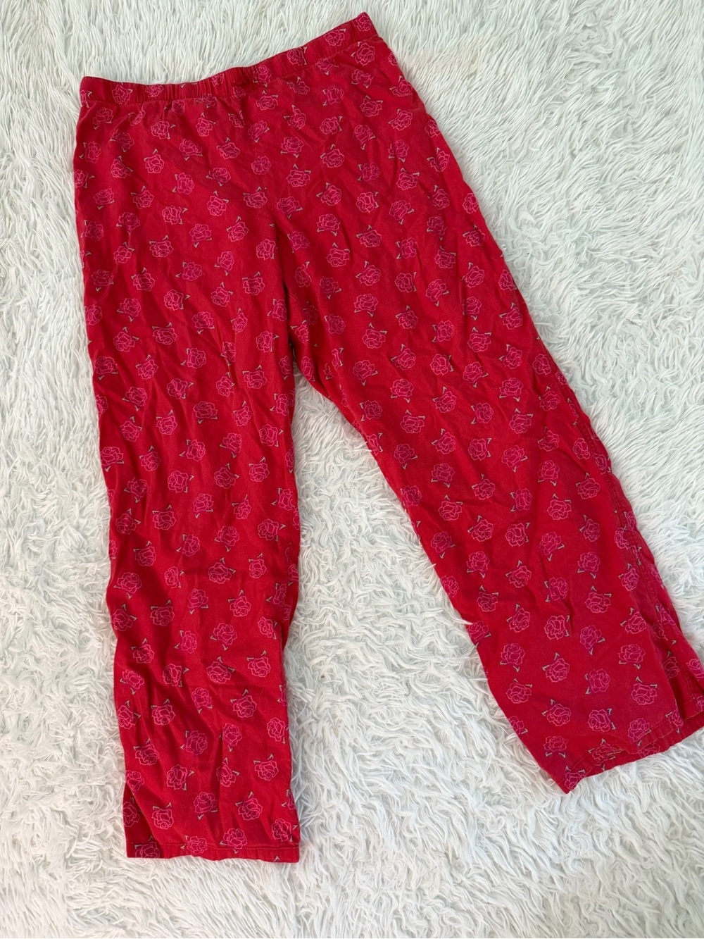 🩷 3/$18 Victoria's Secret Rose Print Pajama Lounge Pants Red Large Modal Cotton